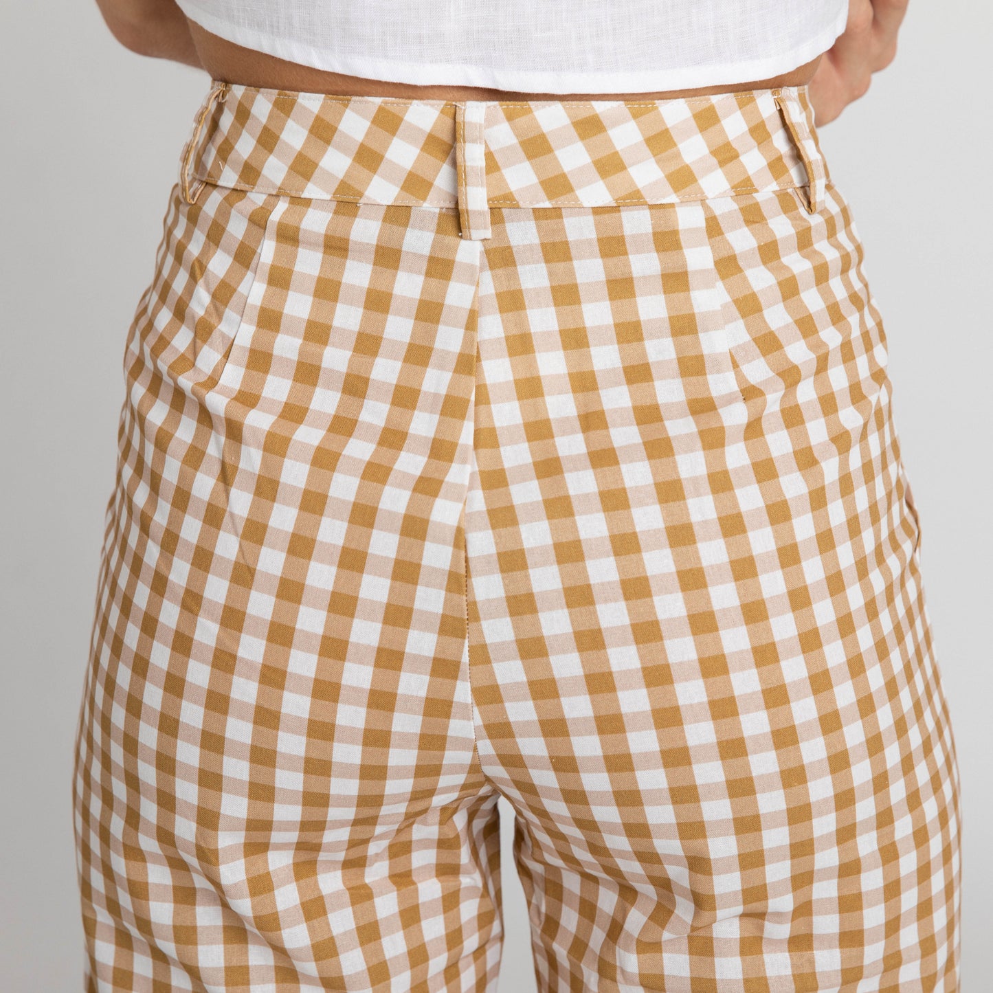 Miss Jane Wide Leg Pants Mustard Gingham