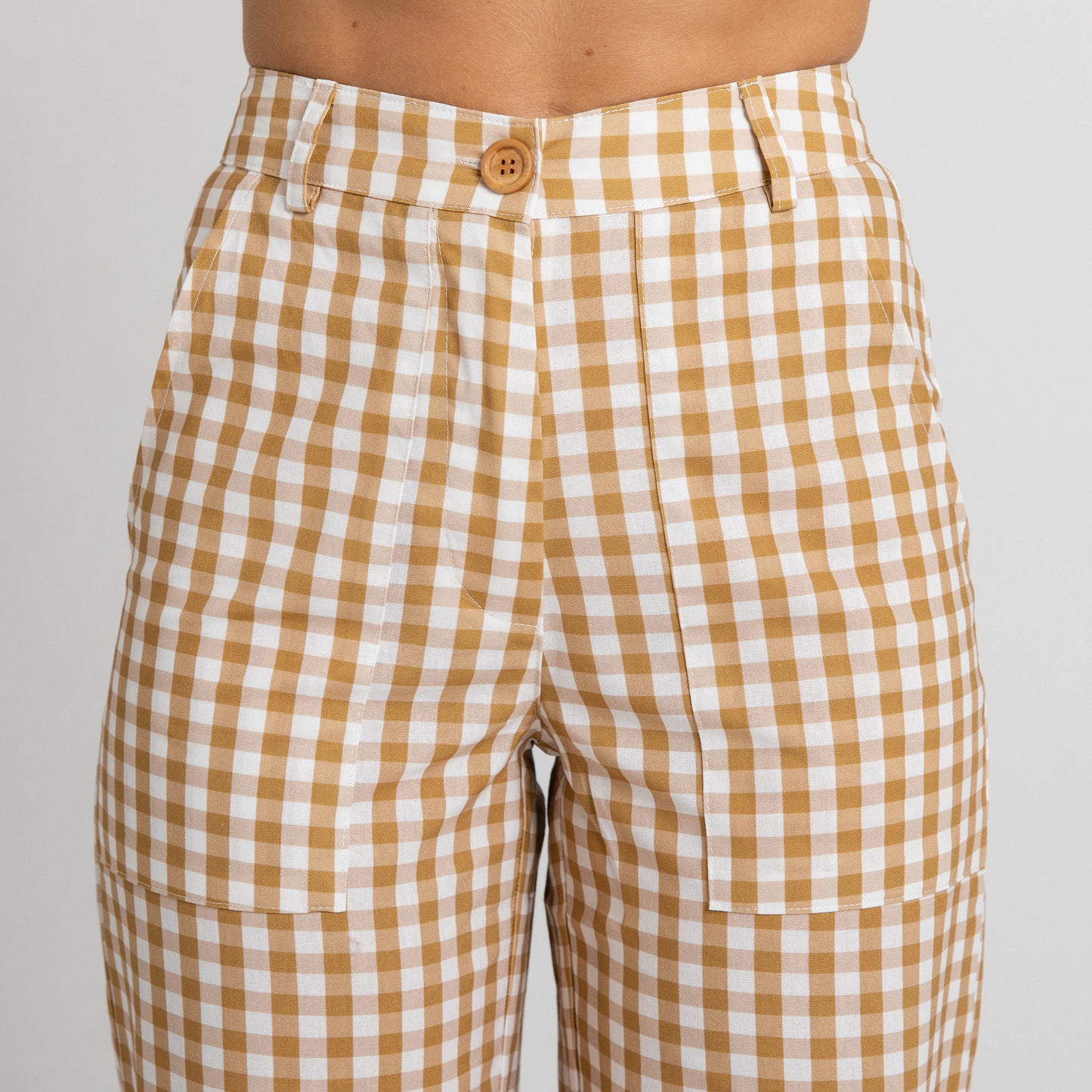 Miss Jane Wide Leg Pants Mustard Gingham