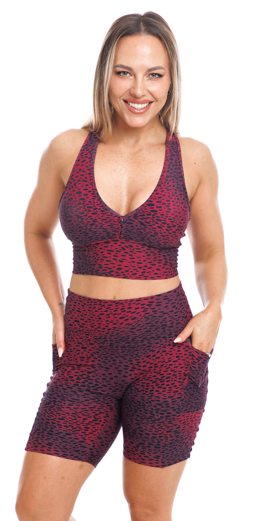 Merlot Eco Midi Shorts with Pockets