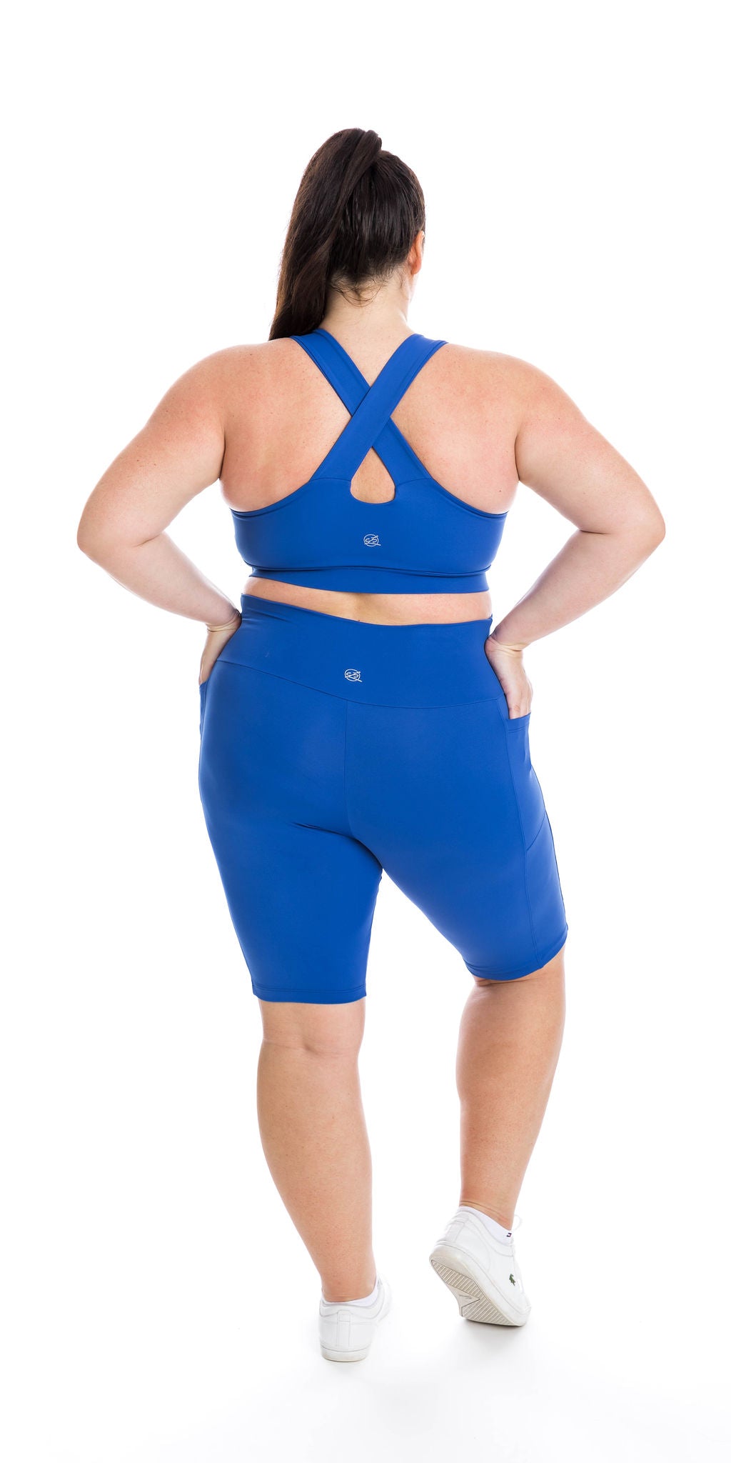 Royal Blue Body Luxe Biker Shorts with Pockets