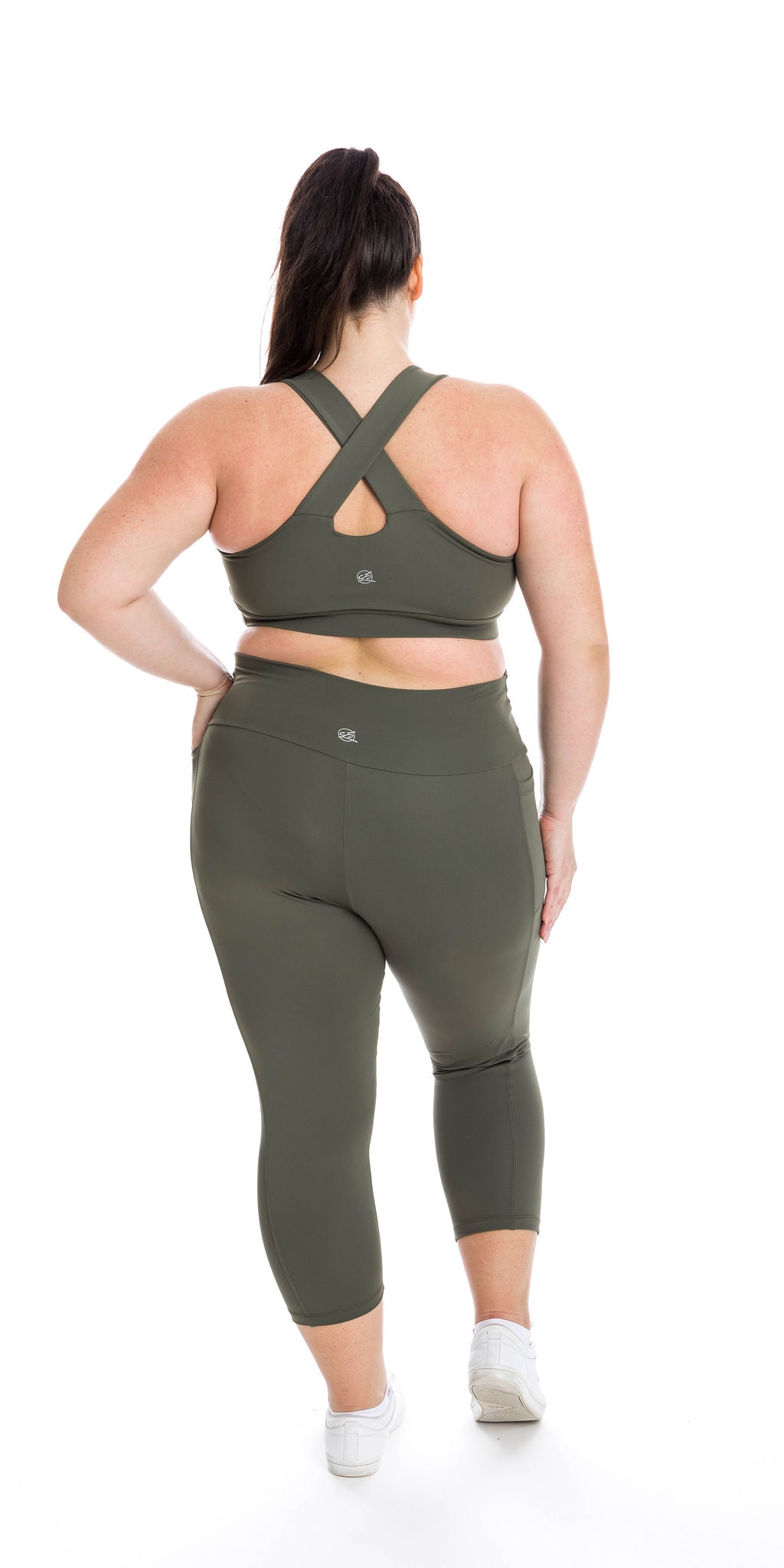 Khaki Body Luxe Capri Leggings with Pockets