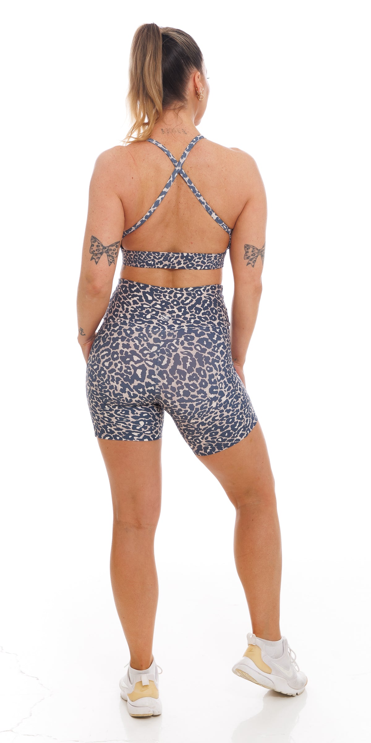Midnight Leopard Eco Midi Shorts with Pockets