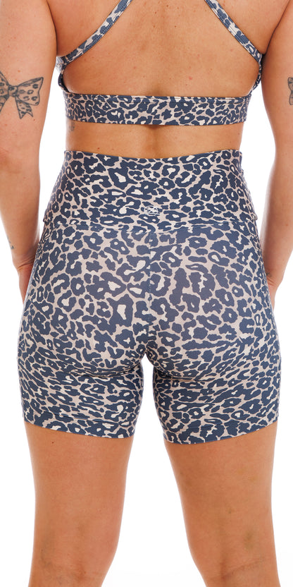 Midnight Leopard Eco Midi Shorts with Pockets