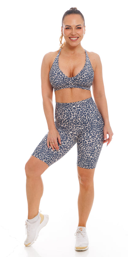 Midnight Leopard Eco Biker Shorts with Pockets