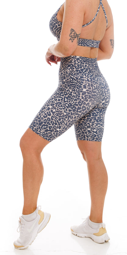 Midnight Leopard Eco Biker Shorts with Pockets