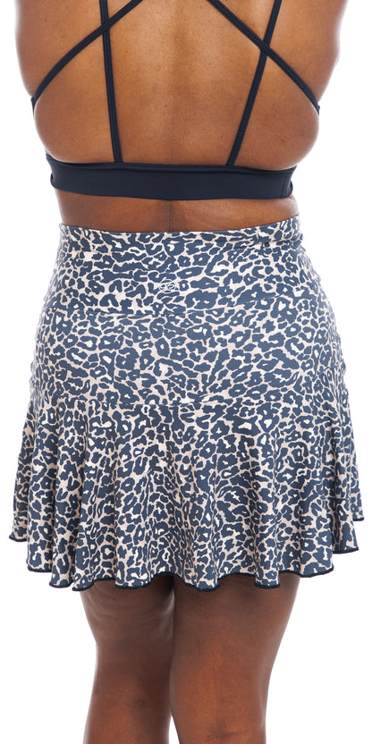 Midnight Leopard Eco Long Skort with Pockets
