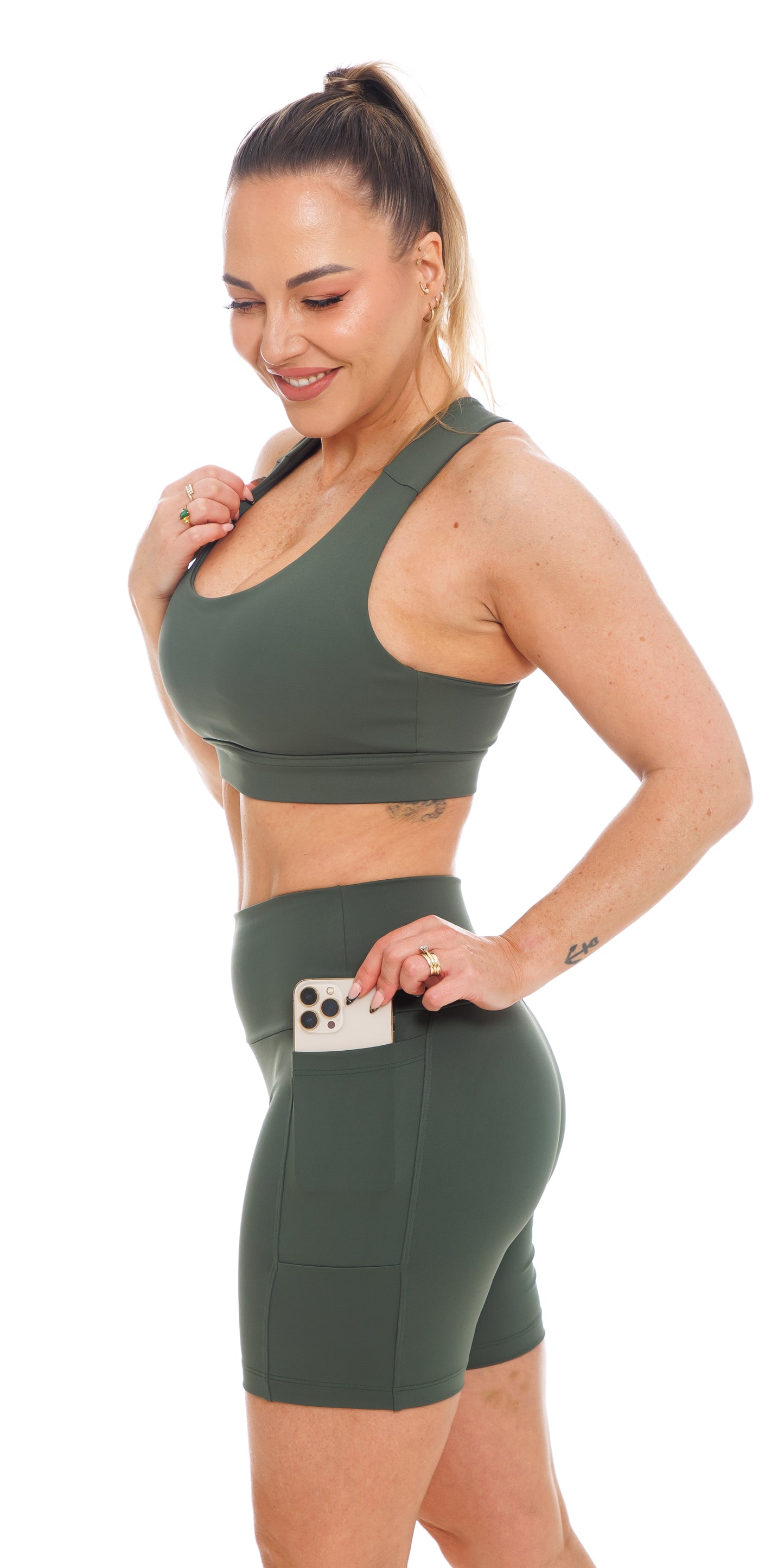 Forest Body Luxe Midi Shorts with Pockets