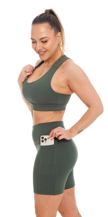 Forest Body Luxe Midi Shorts with Pockets