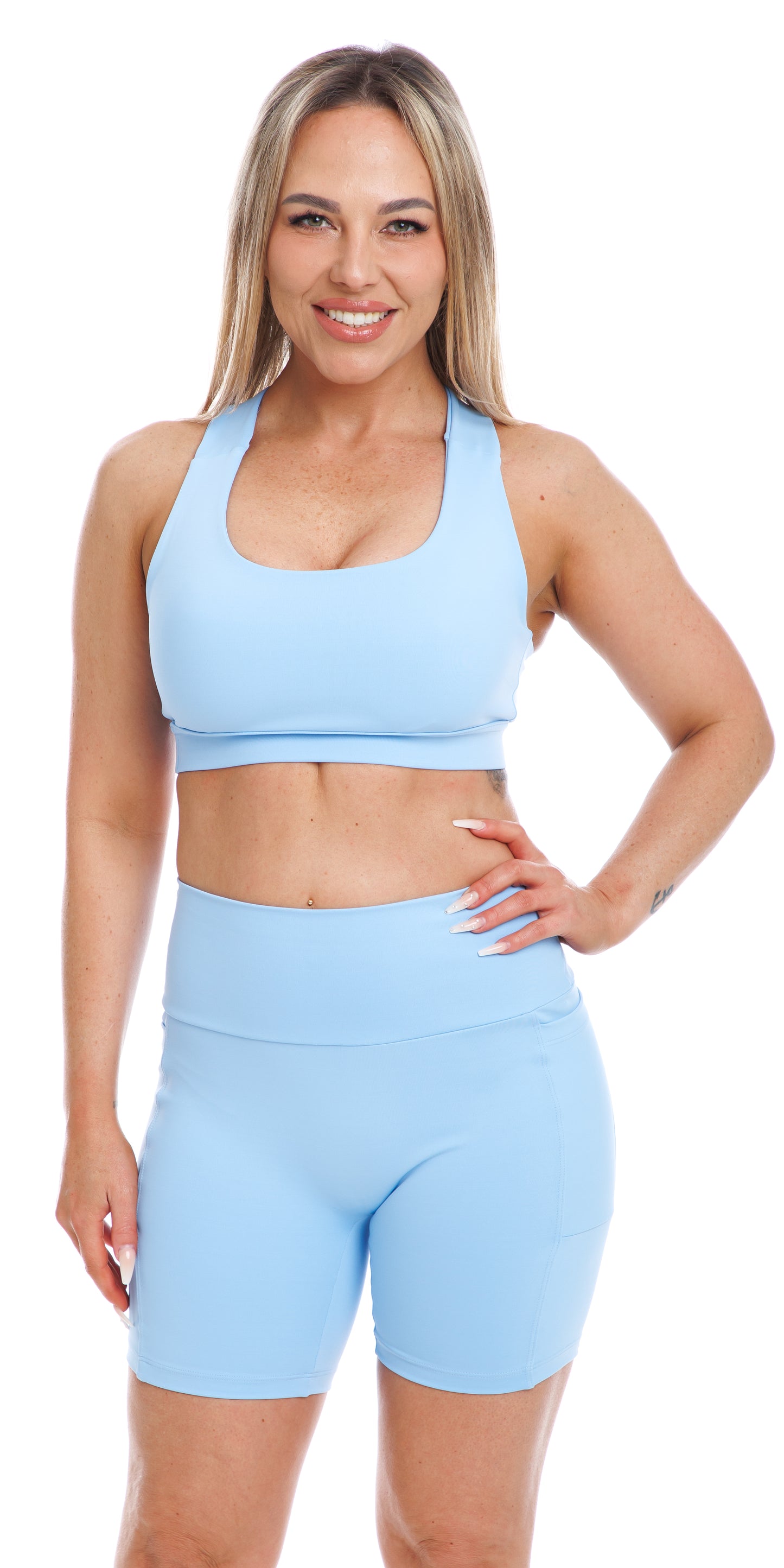 Seafoam Body Luxe Midi Shorts with Pockets