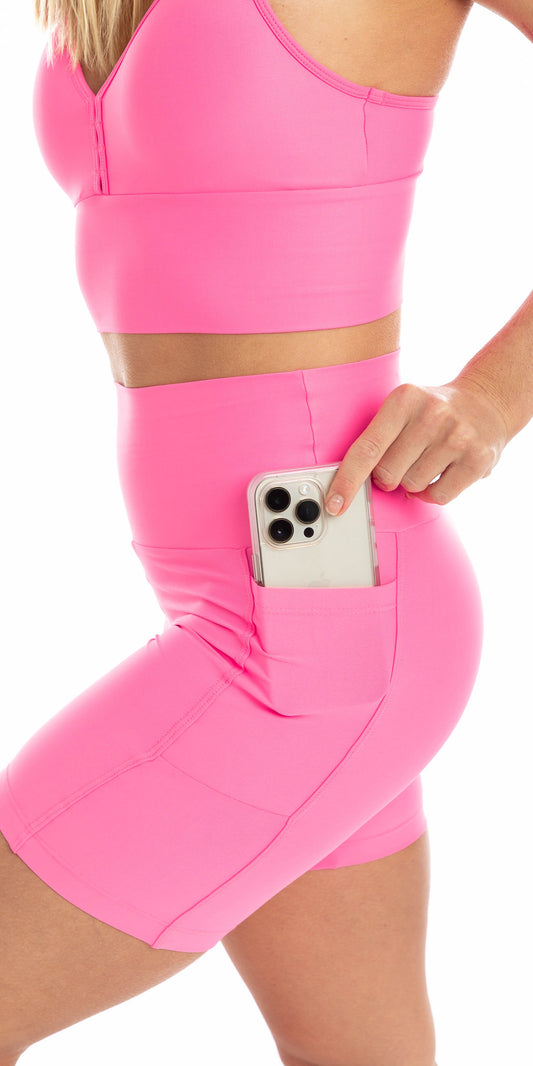 Pink Eco Midi Shorts with Pockets