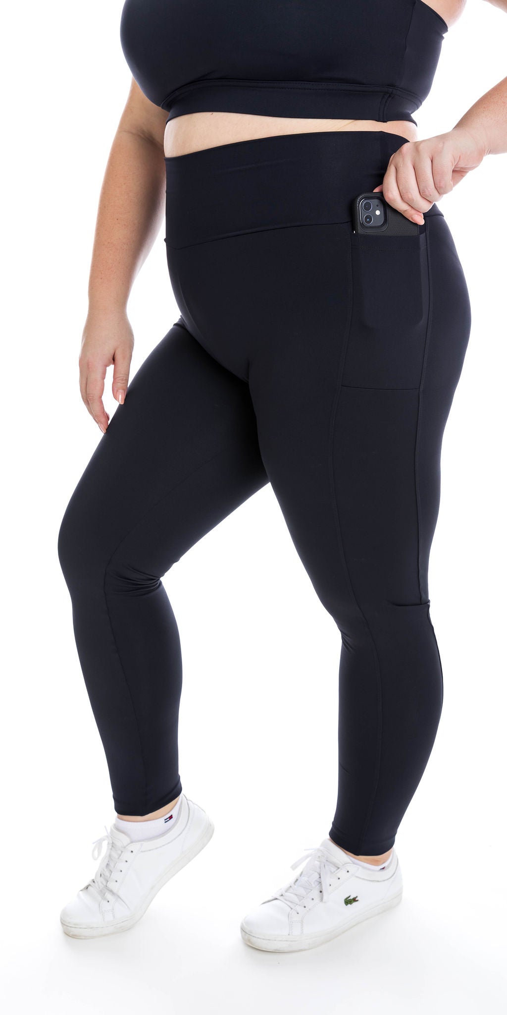 Leggings with pockets - Midnight Leopard - Plus Size Active