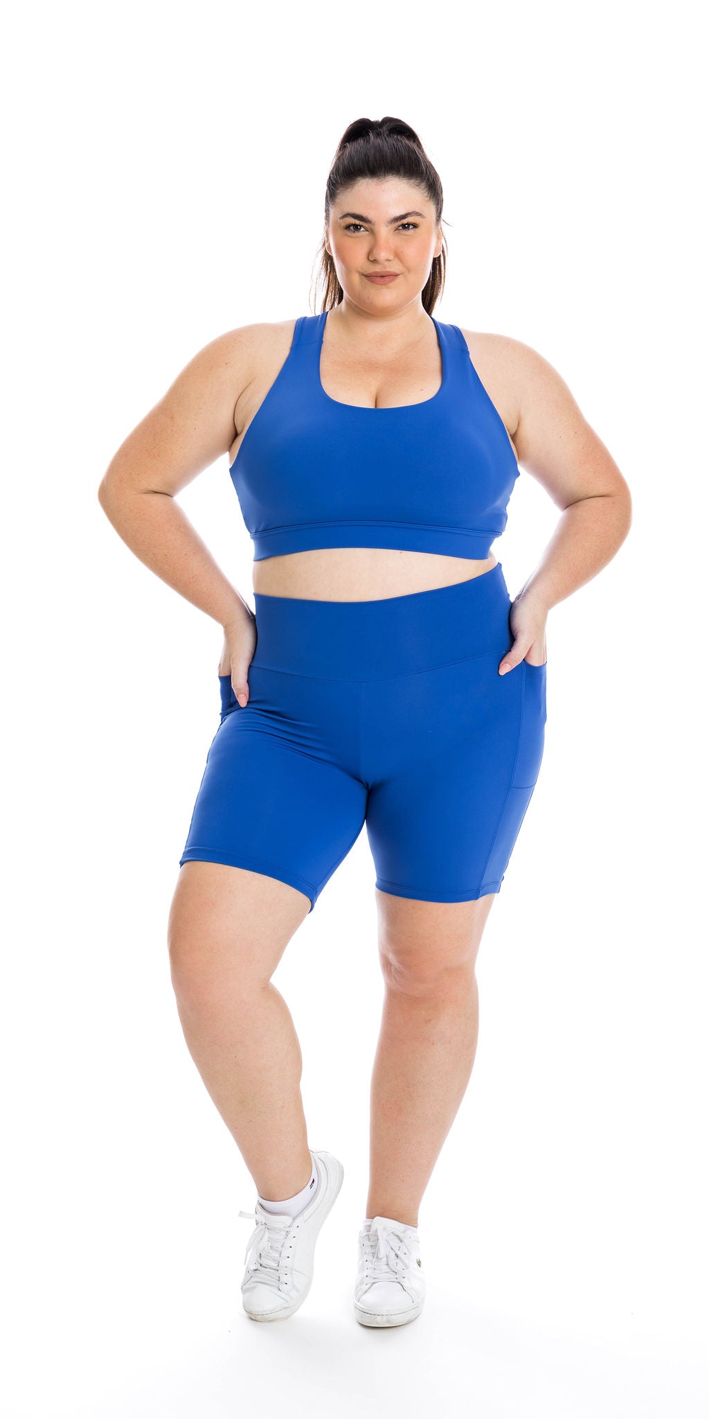 Royal Blue Body Luxe Midi Shorts with Pockets