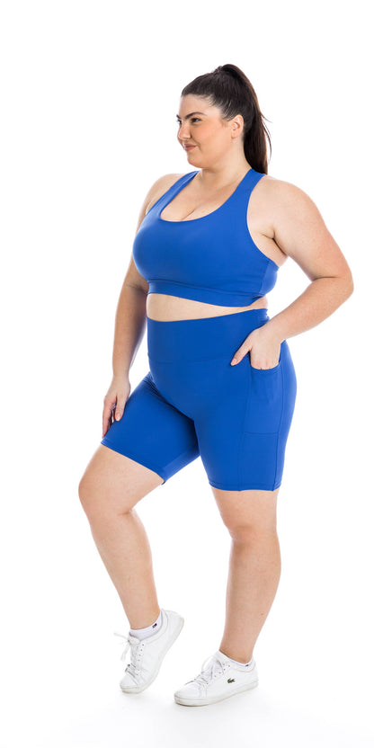 Royal Blue Body Luxe Midi Shorts with Pockets