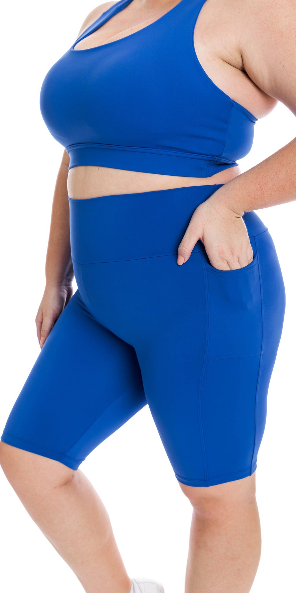 Royal Blue Body Luxe Biker Shorts with Pockets