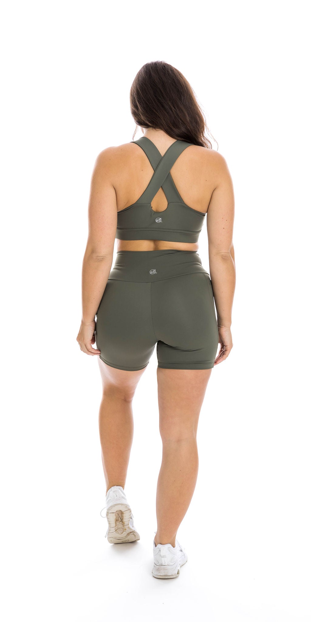 Khaki Body Luxe Midi Shorts with Pockets