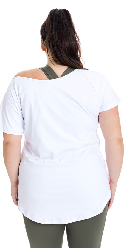 White Off The Shoulder Short Sleeve Tee