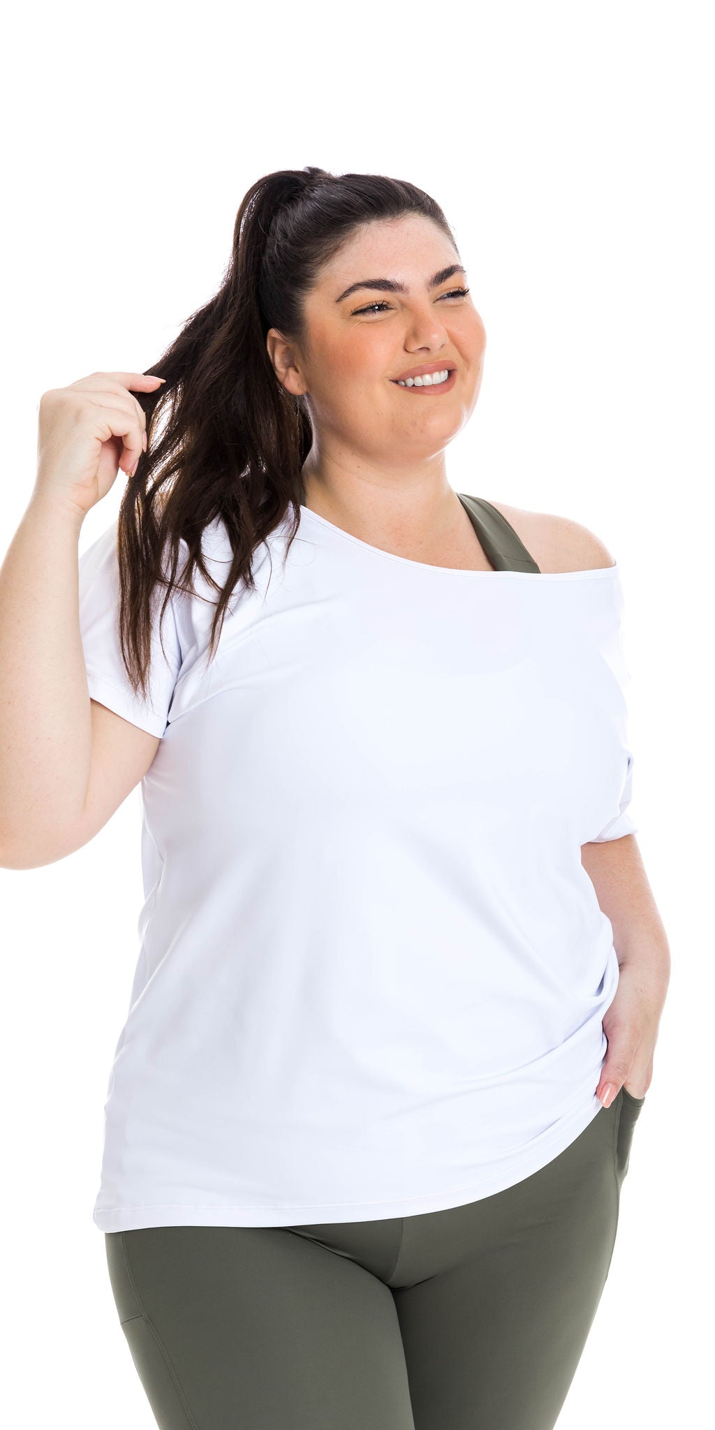 White Off The Shoulder Short Sleeve Tee