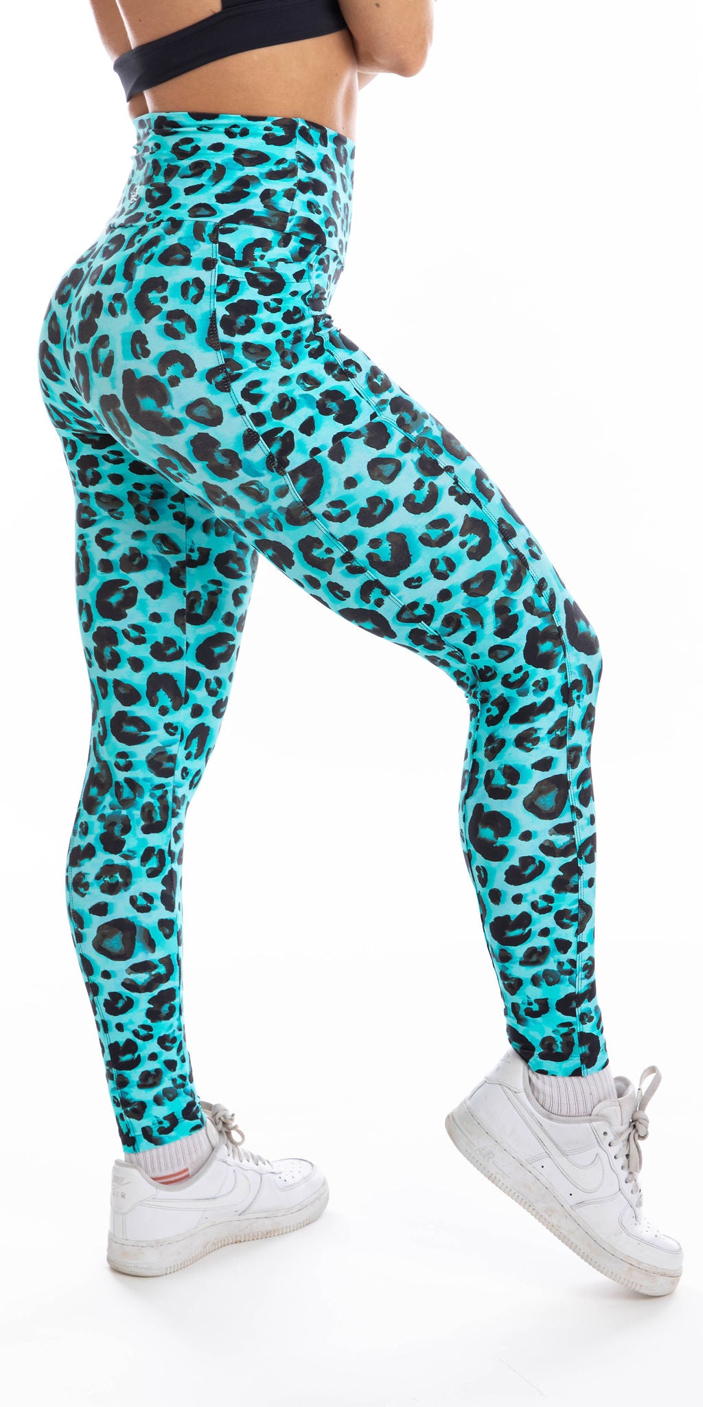 Aqua Leopard Eco Ultra High Waist Leggings with Pockets