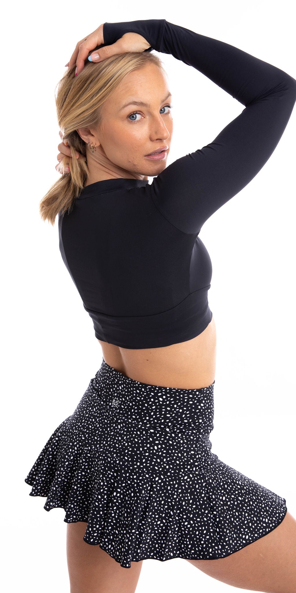 Midnight Eco Long Sleeve Cut Out Crop